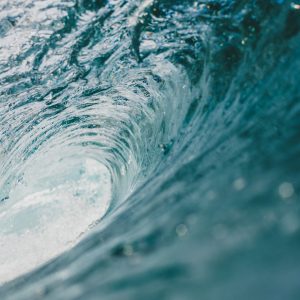 The inside view of the huge breaking wave of the sea in Mentawai islands, Indonesia